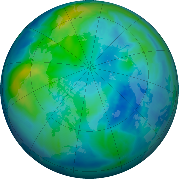 Arctic ozone map for 21 October 2012